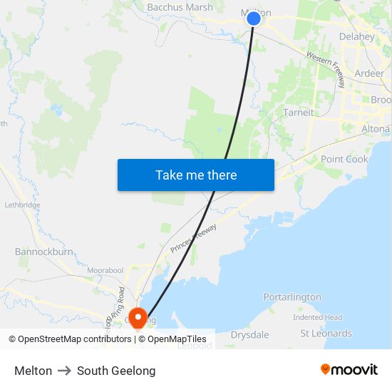Melton to South Geelong map