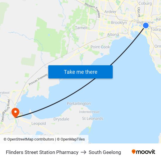 Flinders Street Station Pharmacy to South Geelong map