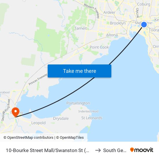 10-Bourke Street Mall/Swanston St (Melbourne City) to South Geelong map