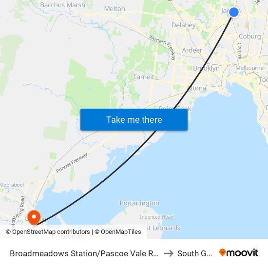 Broadmeadows Station/Pascoe Vale Rd (Broadmeadows) to South Geelong map