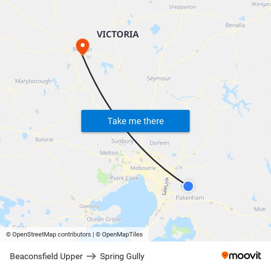 Beaconsfield Upper to Spring Gully map