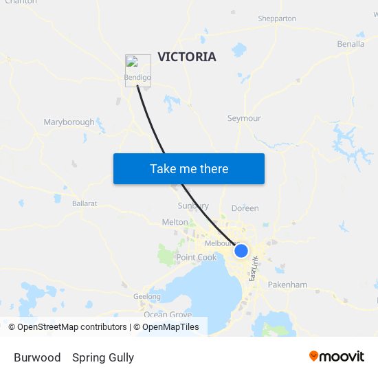 Burwood to Spring Gully map