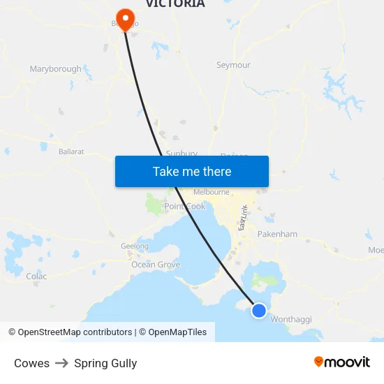 Cowes to Spring Gully map