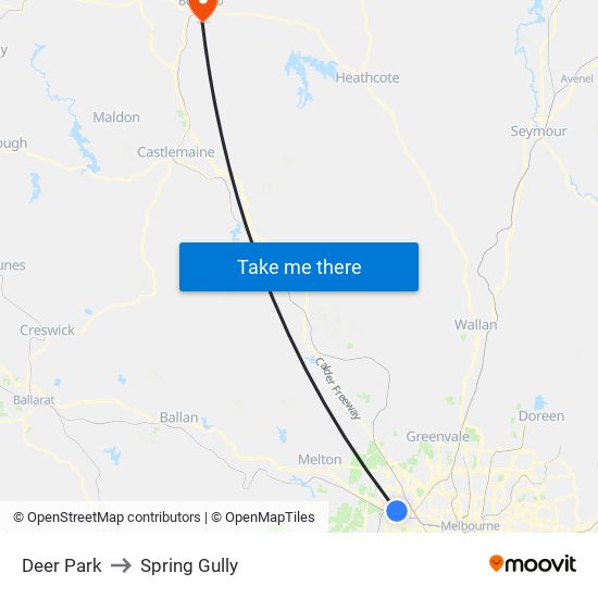 Deer Park to Spring Gully map