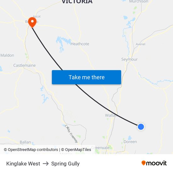 Kinglake West to Spring Gully map