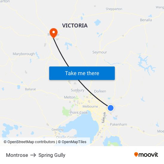 Montrose to Spring Gully map