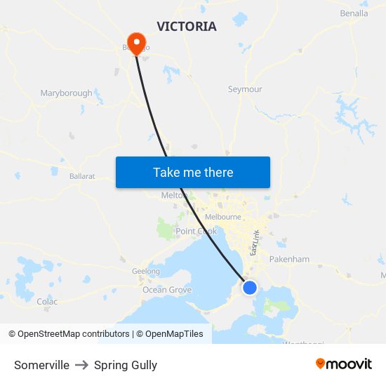 Somerville to Spring Gully map