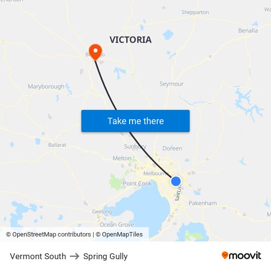 Vermont South to Spring Gully map