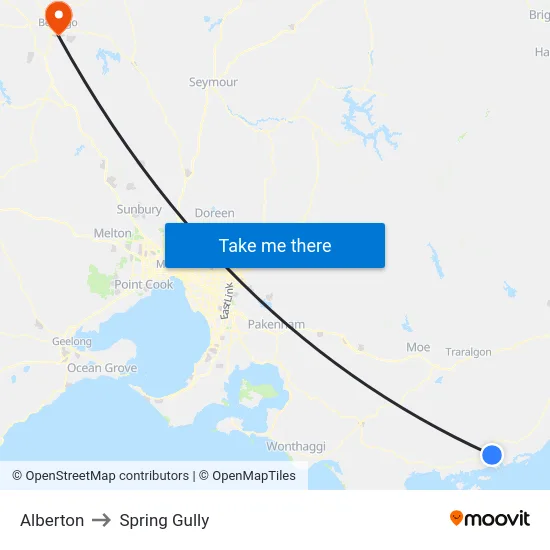 Alberton to Spring Gully map