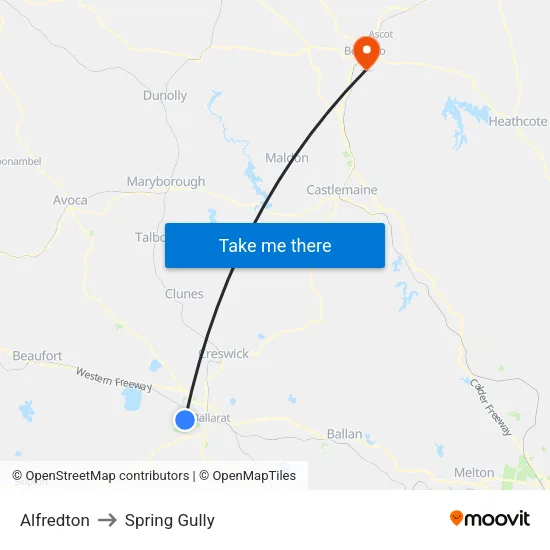 Alfredton to Spring Gully map