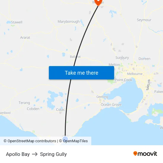Apollo Bay to Spring Gully map