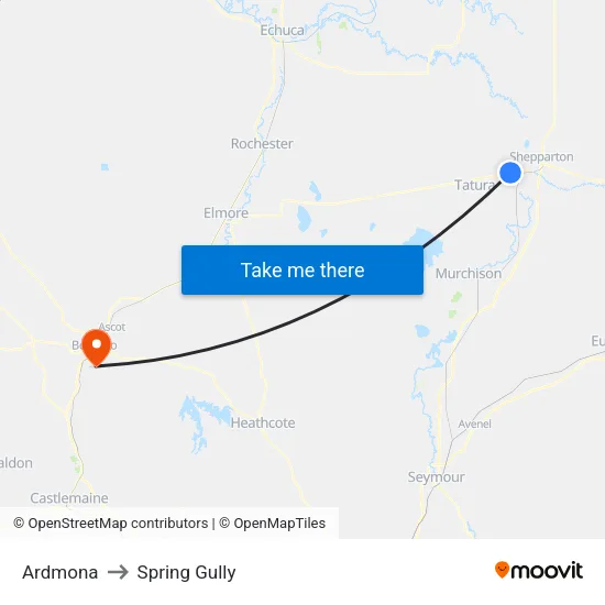 Ardmona to Spring Gully map