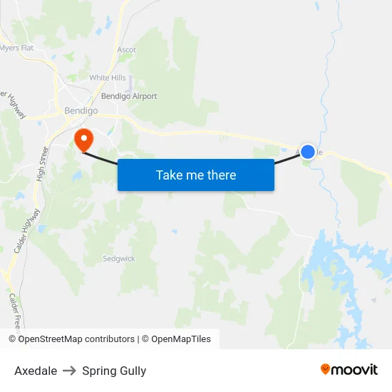 Axedale to Spring Gully map