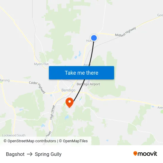 Bagshot to Spring Gully map