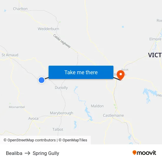 Bealiba to Spring Gully map