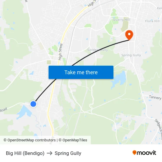 Big Hill (Bendigo) to Spring Gully map