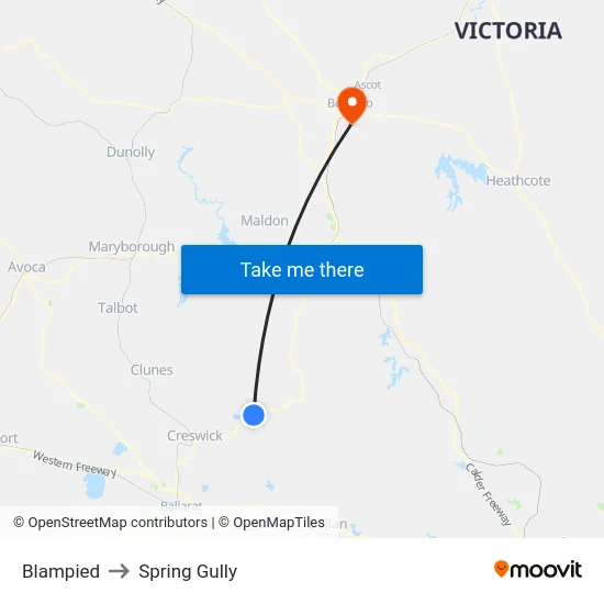 Blampied to Spring Gully map