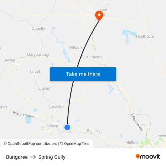 Bungaree to Spring Gully map