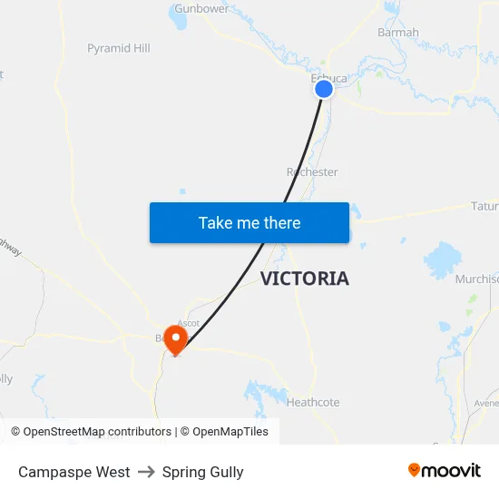 Campaspe West to Spring Gully map