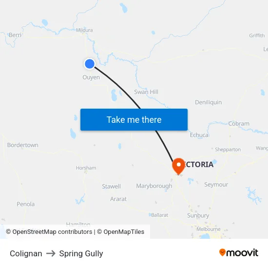Colignan to Spring Gully map