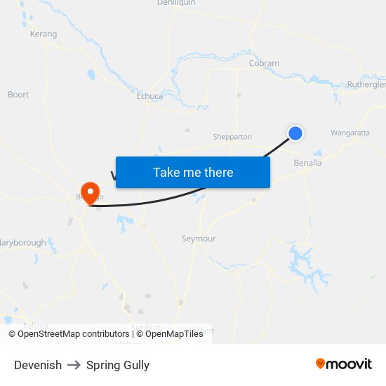 Devenish to Spring Gully map