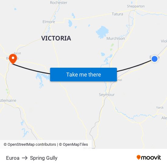 Euroa to Spring Gully map