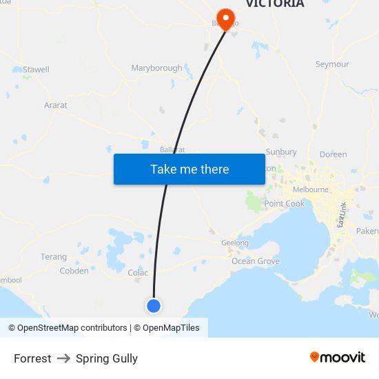 Forrest to Spring Gully map