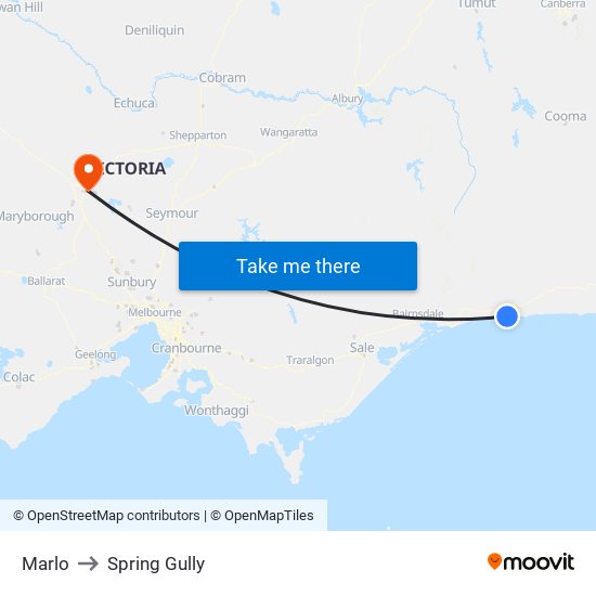 Marlo to Spring Gully map