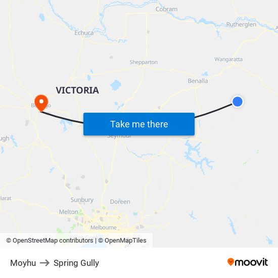 Moyhu to Spring Gully map