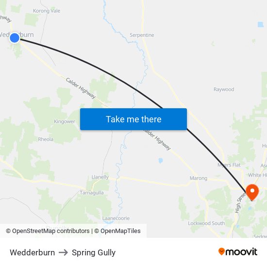 Wedderburn to Spring Gully map