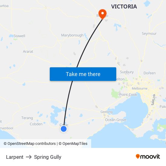 Larpent to Spring Gully map