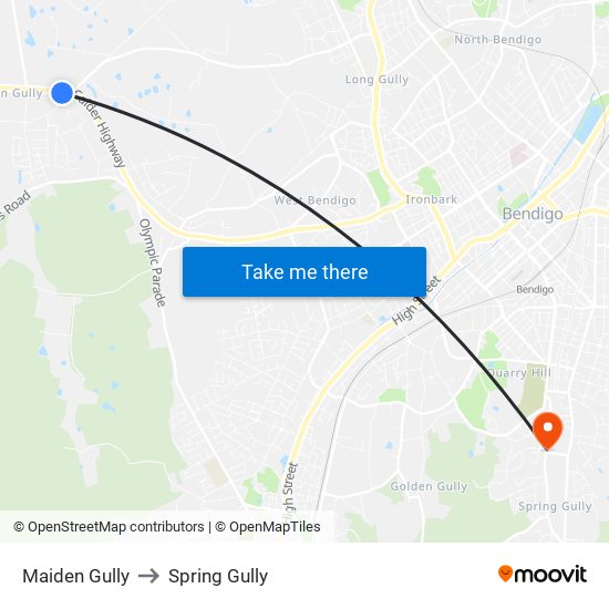 Maiden Gully to Spring Gully map