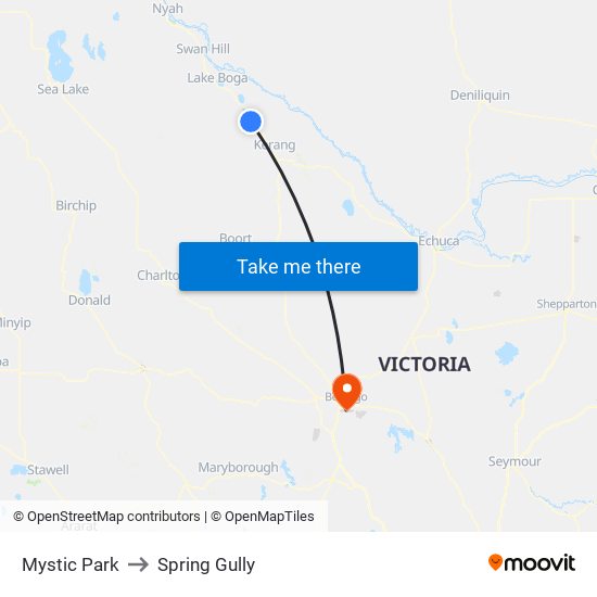 Mystic Park to Spring Gully map