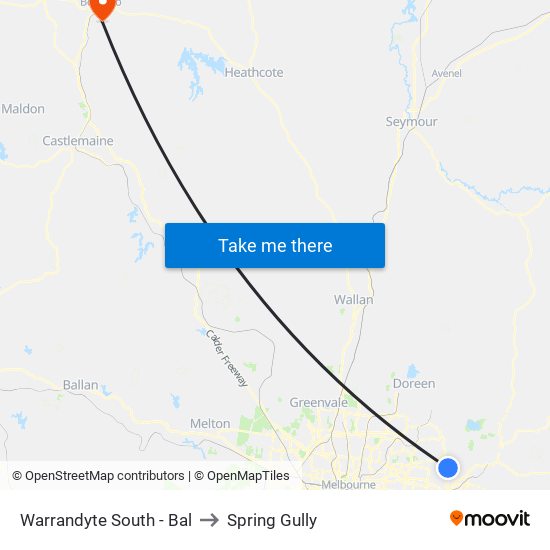 Warrandyte South - Bal to Spring Gully map