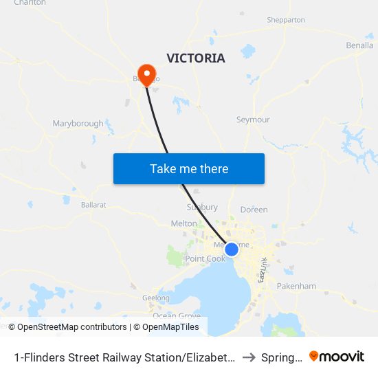 1-Flinders Street Railway Station/Elizabeth St (Melbourne City) to Spring Gully map