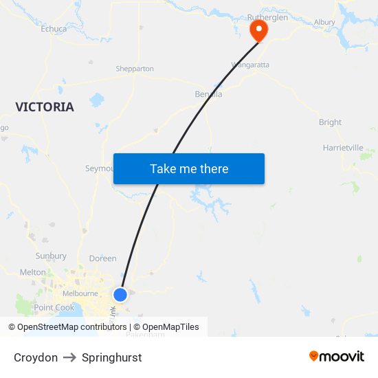 Croydon to Springhurst map