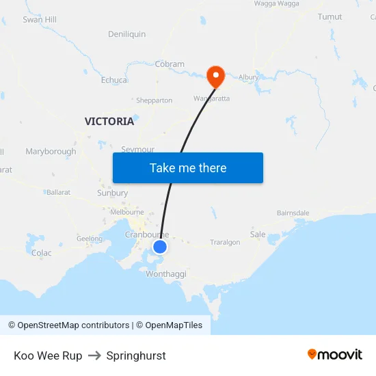 Koo Wee Rup to Springhurst map