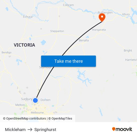 Mickleham to Springhurst map