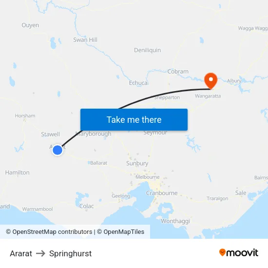 Ararat to Springhurst map