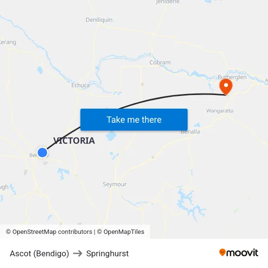 Ascot (Bendigo) to Springhurst map