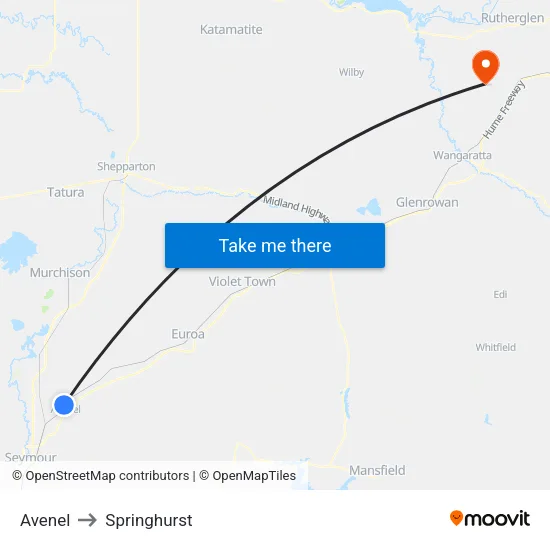 Avenel to Springhurst map