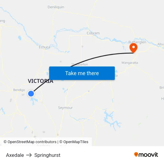 Axedale to Springhurst map
