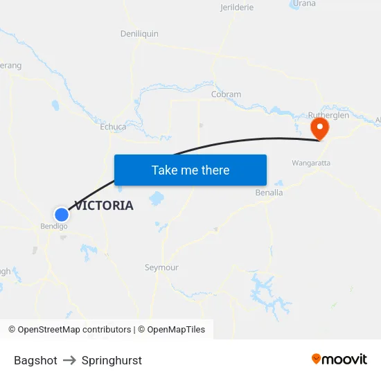 Bagshot to Springhurst map