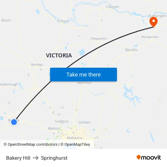 Bakery Hill to Springhurst map