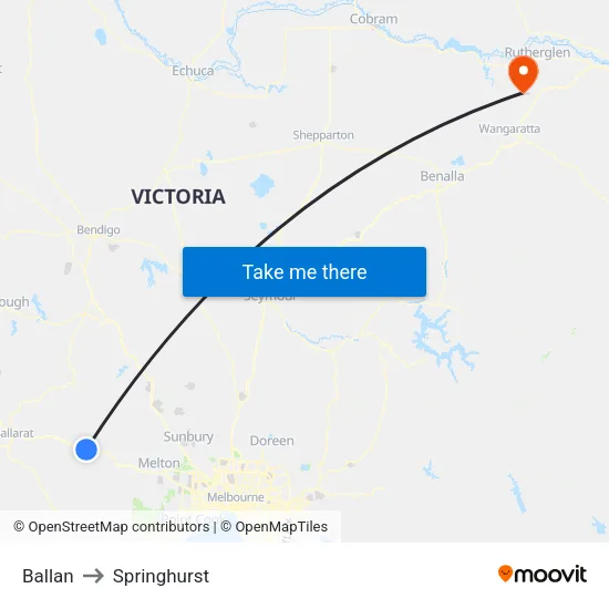 Ballan to Springhurst map