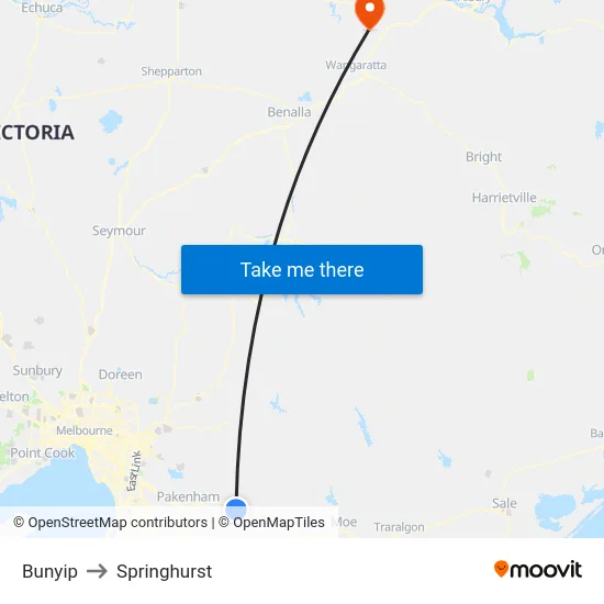 Bunyip to Springhurst map