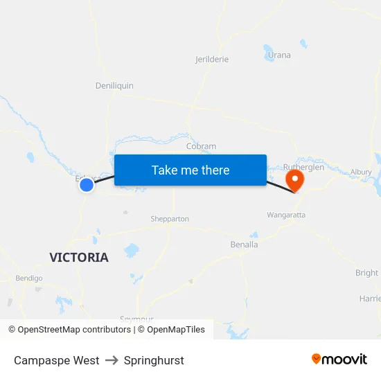 Campaspe West to Springhurst map