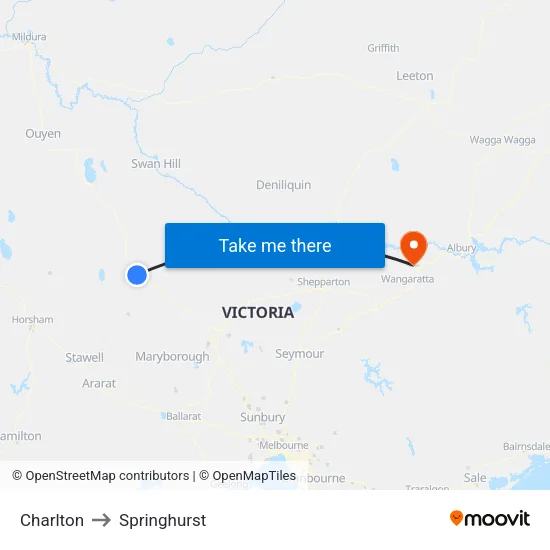 Charlton to Springhurst map