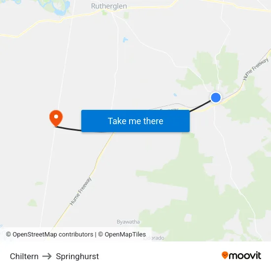 Chiltern to Springhurst map
