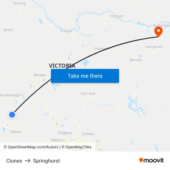 Clunes to Springhurst map